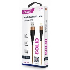 OLMIO SOLID, USB 2.0 - LIGHTNING, 1.2м, 2.1A, капучино (39054)