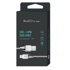 BORASCO Дата-кабель USB - 8 Pin 3А 1М в металлической оплетке (35101)
