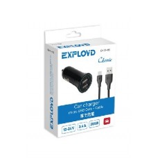 EXPLOYD EX-Z-415 micro USB 3.4А 2.4А+1А 2хUSB чёрный Classic Автомобильное ЗУ