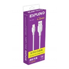EXPLOYD EX-K-483 Дата-кабель USB - 8 Pin 1М Classic круглый белый