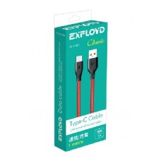EXPLOYD EX-K-500 Дата-кабель USB - TYPE-C 1М Classic круглый красный
