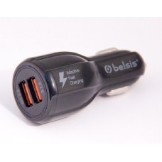 BELSIS (BS1308) АЗУ, быстрая зарядка,Quick Charge QC 3.0, 2 USB, 5,1 A, чёрный