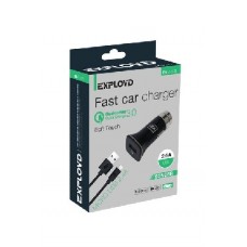 EXPLOYD EX-Z-628 micro USB 2.4A 2.4А QC3.0 1хUSB soft touch чёрный SONDER