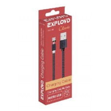 EXPLOYD EX-K-782 Кабель USB - microUSB 1М 2.1A Magnetic Classic круглый циан
