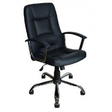 OFFICE-LAB кресло КР01 хром, эко кожа черная / ЭКО1