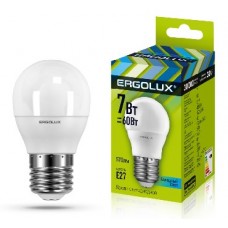 ERGOLUX LED-G45-7W-E27-4K (Эл.лампа светодиодная Шар 7Вт E27 4500K 172-265В)