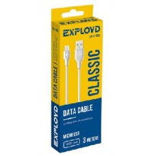 EXPLOYD EX-K-808 Дата-кабель USB - microUSB 3М 1A Classic круглый белый