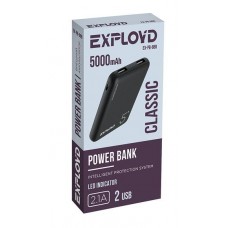 EXPLOYD EX-PB-888 5000mAh 2хUSB 2.1A пластик чёрный Slim Classic