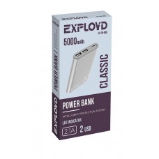 EXPLOYD EX-PB-899 5000mAh 2хUSB 2.1A металл серебро Aluminum Classic