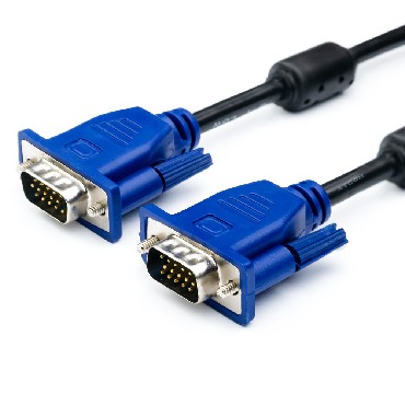 ATCOM (АТ7790) кабель VGA 2ферита DE-15Hd пакет - 3,0 м , черный/синий (2)