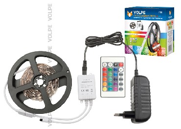 VOLPE 10775 ULS-Q211 5050-30LED/M-IP20-3M-RGB Комплект лента 3м RGB и Адаптер 24Вт