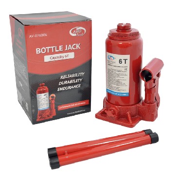 AUTOVIRAZH (AV-076006) Домкрат гидравлический 6 т бутылочный в коробке (красный)
