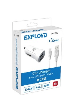 EXPLOYD EX-Z-583 micro USB 3.4А 2.4А+1А 2хUSB белый Classic