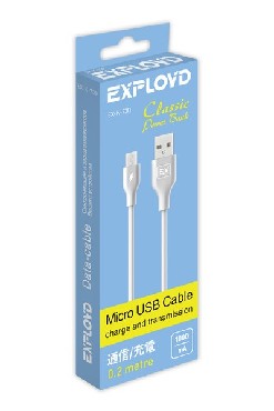 EXPLOYD EX-K-730 Дата-кабель USB - microUSB 0.2М Power Bank Classic круглый белый