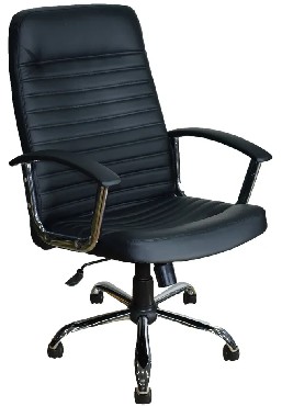 OFFICE-LAB кресло КР60 хром, эко кожа черная / ЭКО1