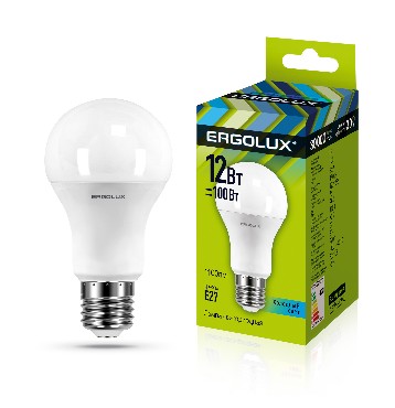 ERGOLUX LED-A60-12W-E27-4K (Эл.лампа светодиодная ЛОН 12Вт E27 4500K 172-265В)