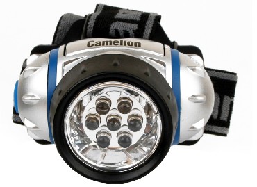 CAMELION LED5310-7F3 (фонарь налобн, металлик, 7LED, 3 реж, 3XR03 в компл, пласт, блист)
