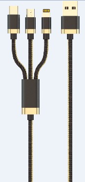 MOBILEPLUS (MP-94009) USB КАБ 3В1 JEANS 2,4А, 1,2М черный