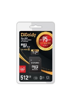 DIGOLDY MicroSDXC 512GB Class10 + адаптер SD (95MB/s)